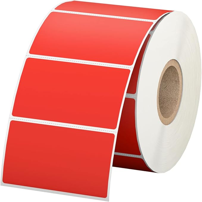 2.25" x 1.25" Red Direct Thermal Labels, Replacement for Self-Adhesive Address Shipping Barcode Thermal Stickers, Compatible with Rollo & Zebra Thermal Label Printer(1 Roll, 1000 Labels)