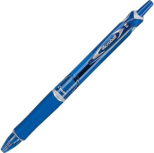PILOT Acroball Colors Advanced Ink Refillable & Retractable Ball Point Pens, Medium Point, Blue Ink, 12-Pack (31811)