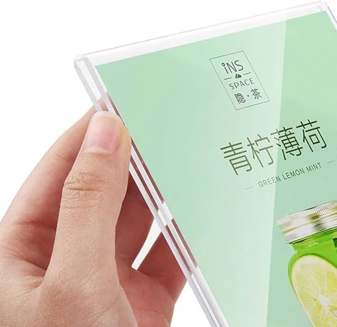Acrylic Sign Holder A4/A5/A6 Menu Displays Double Sided, Wood Base Table Top Sign Stand (Horizontal A6 148×105mm/5.83×4.13 inches)