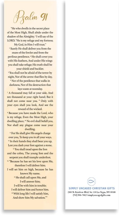 Bible Verse Psalm 91 (2"X8") Christian Bookmarks, Christian Bookmark, Page Marker Divider, Christian Gifts for Men Woman Father Mother Faith Hope Encouragement (Pack of 4)