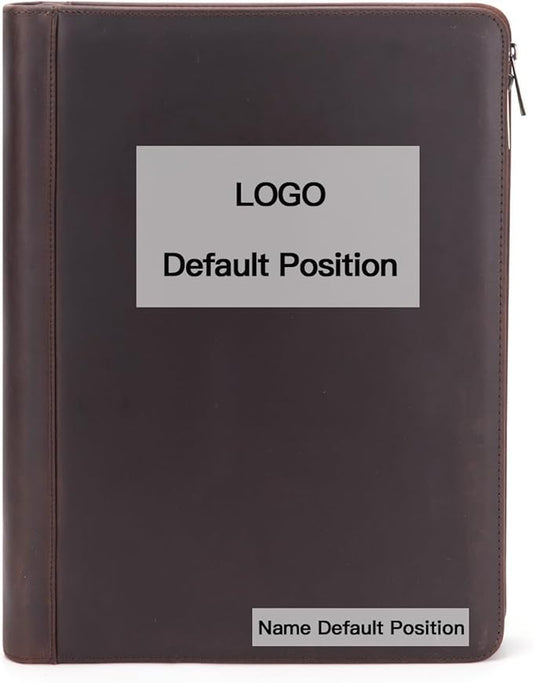 Personalized Genuine Leather Portfolio Binder, Zippered Padfolio for Men Women, Business Folio with 8.5” x 11” Notebook Holder and 13” Laptop Sleeve, Professional Folder, Dark Brown