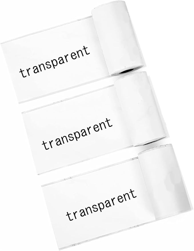 Transparent Self-Adhesive Thermal Paper, Glossy Thermal Printer Paper for Mini Portable Printer, 57mm X 2.5mm, 3-Rolls Thermal Labels for Most Pocket Printer