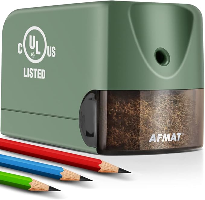 Electric Pencil Sharpener Heavy Duty, AFMAT for Classroom, UL Listed Plug in Pencil Sharpener for 6.5-8mm No.2/Colored Pencils, w/Upgraded Helical Blade(Sharpen 10000 Times)