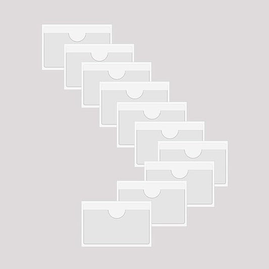 Adhesive Clear Pockets,Self Adhesive Clear Label Pockets Adhesive Card Folder Plastic Pockets Holders Sleeves for Index Cards Planners Cabinet Shelves Photo Cd,10Pieces(100x55mm)