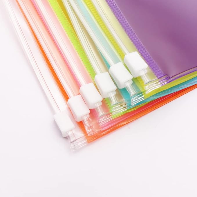 Colorful PVC Binder Pockets 12pcs A5 Binders Zipper Pouch Bag Loose Leaf 6 Holes PVC Zip Organizer Folder for Journal Budget Filing Pocket Bags