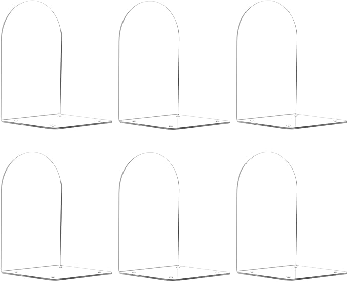 Book Ends for Shelves Clear Acrylic Bookends for Heavy Books Organizer Book Stopper to Hold Books for Home Office School and Desktop Decoration(Circular Arc) (6)