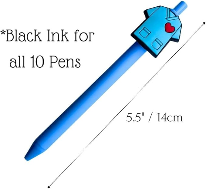 YJ PREMIUMS 10-Pack of Cute Nursing Pens with Heart, Syringe Designs in Black Ink - Versatile Writing Instruments for Nurses, Medical Assistants, Students