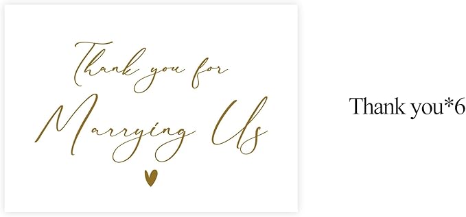 6 Pieces Wedding Day Card, Thank You for Marrying Us, Thank You Card for Officiant, Priest, Minister, Judge, Pastor Gifts.（Thank You - 6cards C）