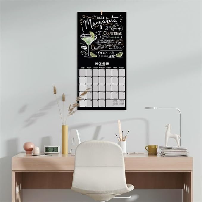 Cocktails Wall Calendar 2025 12" x 12" FSC® Plastic Free - Starts Week On Sunday | Square Wall Calendar | Family Planner Calendar 2025 | Drinks Calendar 2025