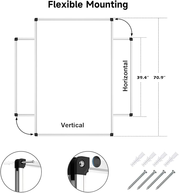XBoard Extra Large Magnetic Whiteboard 72 x 40 Inch, Giant Dry Erase White Board for Wall with Marker Tray 6' x 3' | Big Aluminum Frame Message Presentation Board