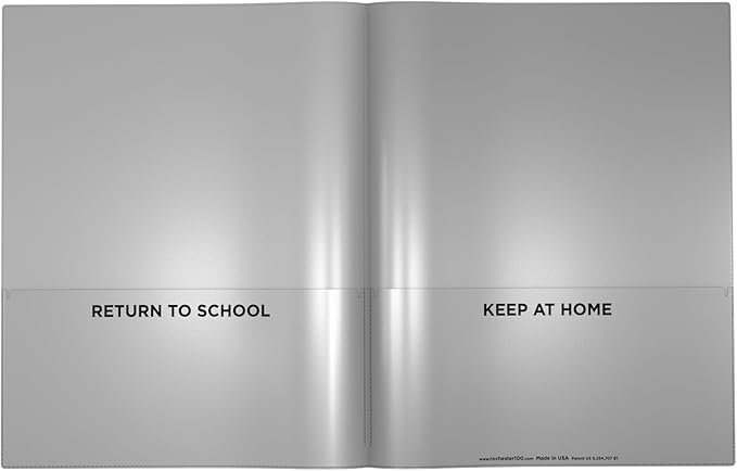 Nicky's Folders® English Communicator, Parent-Teacher Folder, Patented Tear-Resistant Flexible Plastic 2 Inside Pockets, 2 Exterior Sleeves, Letter Size Paper, Single Color(24 Pack) (Metallic Silver)