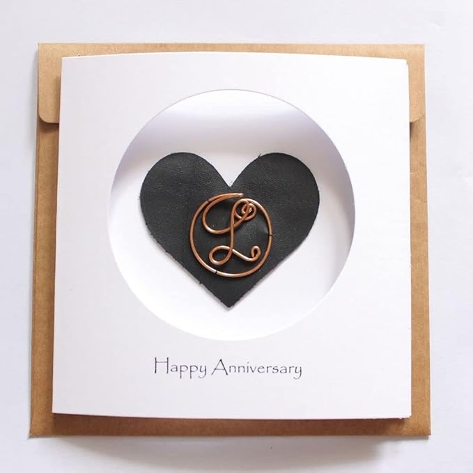 Personalized Initial Copper Card, Copper Initial, Anniversary Card for Her, Couple, Gift for Her (L)