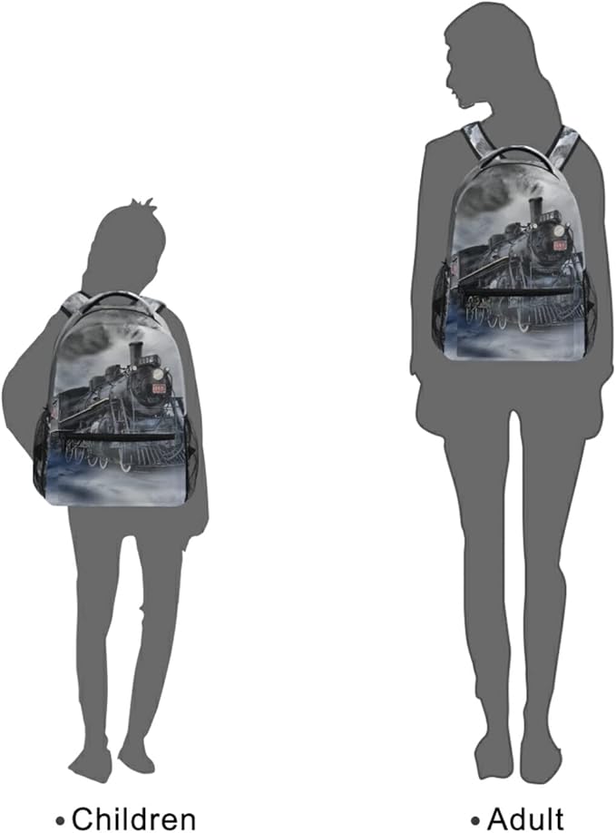 AUUXVA Vintage Locomotive Train School Backpack for Girls Boys Kids Laptop Backpack Travel Camping Daypack