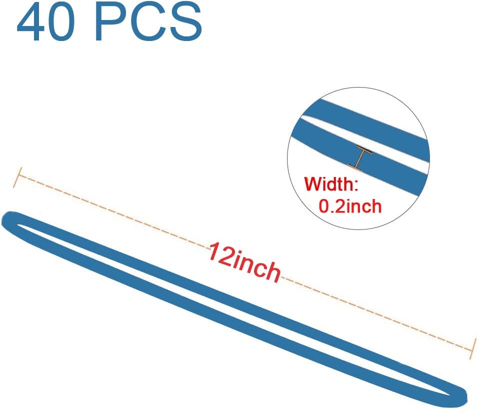 AMUU Rubber Bands Large Flat Fold Length 12inch 40 Pieces Fits 8-33 Gallon Trash Cans Blue Heavy Duty Elastic Rubber Bands for File Folders Office Home Supplies