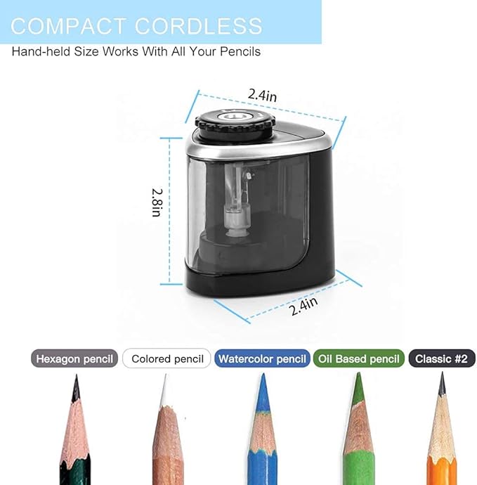Pencil Sharpener Electric Pencil Sharpener for Kids, Blade to Fast Sharpen, Suitable for No.2/School/Classroom/Office/Home (Black)