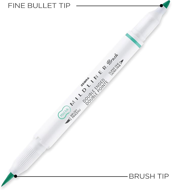 Zebra Pen Mildliner Double Ended Brush Pen, Brush and Point Tips, Assorted Ink Colors, 25-Pack, Multicolor (79125)