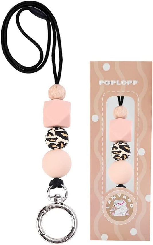 POPLOPP Teacher Lanyards for ID Badges and Keys, Cute Silicone Beaded Lanyard for Women Nurse Employees Students