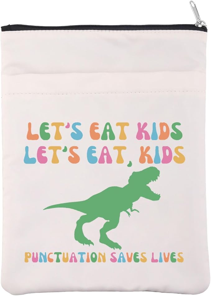 Grammar Lovers Book Cover English Teacher Appreciation Gift Punctuation Save Lives Book Sleeve Commas Gift Back to School Gift (EatKidsBS)