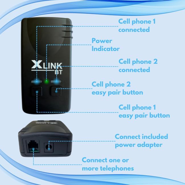 Xtreme Technologies XLink BT - Original Bluetooth Cell to Home Telephone Adapter (Two Cell Phones)