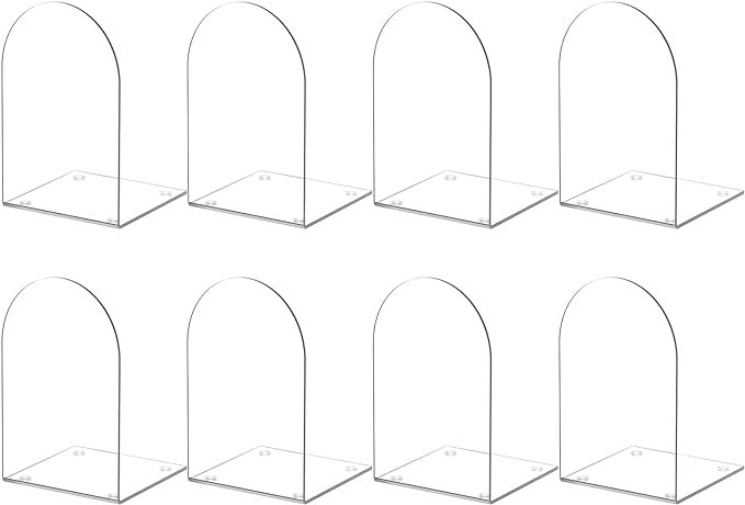 Acrylic Bookends 8 Pieces, Book Ends for Shelves, Clear Bookends for Book Shelves and Desktop Organizer, Transparent Bookends to Hold Books for Home Office Supplies