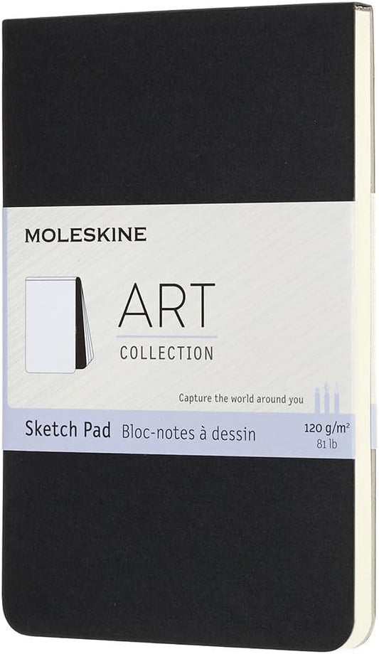 Moleskine Art Sketch Pad, Soft Cover, Pocket (3.5" x 5.5") Plain/Blank, Black, 48 Pages