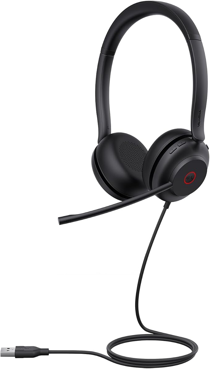 Yealink UH35 Professional USB Headset, Dual Wired Headset with Noise Cancelling Microphone, Call and Music Mode, Lightweight Comfort Design, Stereo, Teams Certified