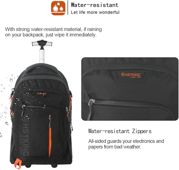 22 Inches Large Wheeled Rolling Laptop Backpack for Business and Travel Wheeled Adult Laptop Backpack