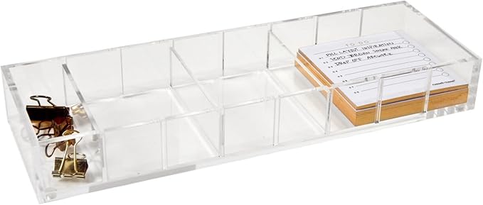 russell+hazel Acrylic Compartment Bloc, 12” x 4”, 3 Moveable Dividers, 1 Count, 98141