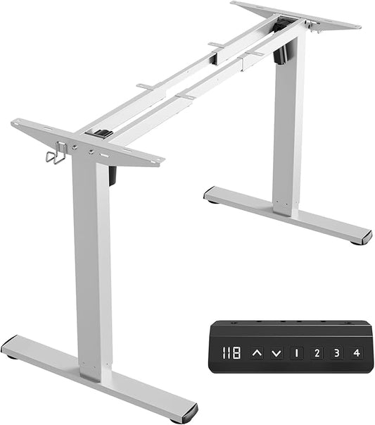 Standing Desk Frame, Electric Stand up Desk Frame Height Adjustable Table Legs Sit Stand Desk Frame, Dual Motor Ergonomic Standing Desk Base Workstation, Frame Only, White
