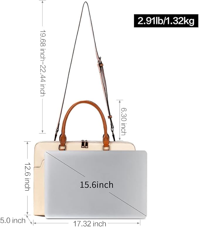 CLUCI Leather Briefcase for Women 15.6 Inch Laptop Business Vintage Slim Ladies Shoulder Bag