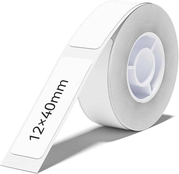 NIIMBOT Thermal Transfer Labels 0.47''x1.57'', Only for B18 Label Maker, PET Material, Waterproof and High-Temperature Resistance, Long Storage Time, White(12x40mm-150)