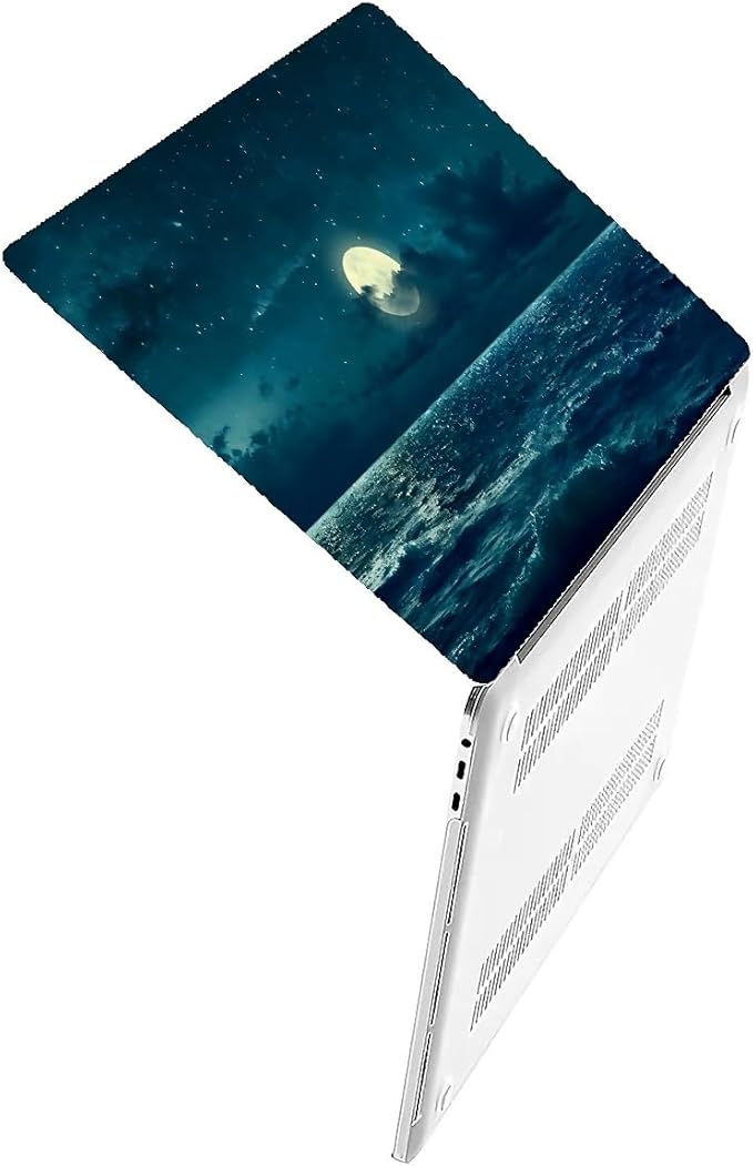 Compatible with 13.3 Inch MacBook Air A1466/A1369, Night Sea Beach Moon Ocean Landscape Hard Plastic Shell Cover Case