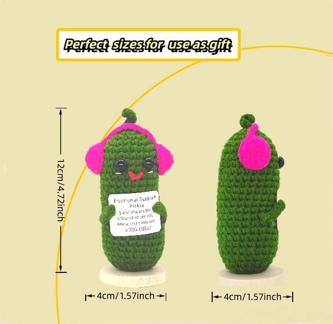 Funny Crochet Pickles 1 Pcs with Affirmations Cards for Inspirational Novelty Good Luck Gifts and Party Decorations(KK-CKD04-ppep)