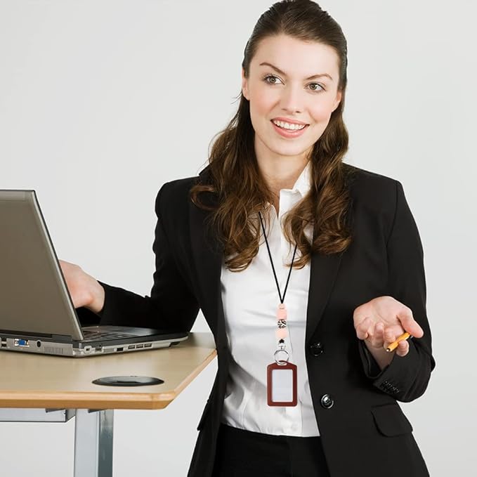 POPLOPP 4PCS Teacher Lanyards for ID Badges and Keys, Cute Silicone Beaded Lanyard for Women Nurse Employees Students