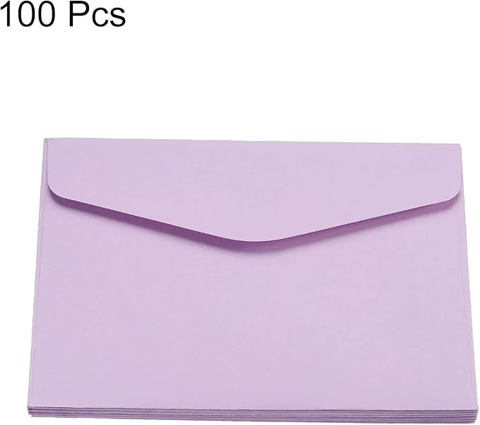 PATIKIL Mini Envelopes, 100 Pack Paper Blank Small Items Storage Business Card Holder for Greeting Note Party, Light Purple