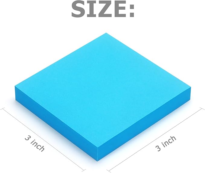 Pop Up Sticky Notes 3x3 inch Bright Colors Self-Stick Pads 12 Pads/Pack 100 Sheets/Pad Total 1200 Sheets