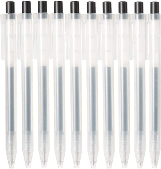 Muji Smooth Gel Ink Ballpoint Pen Knock Type 10-Pieces Set, 0.5 mm Nib Size, Black
