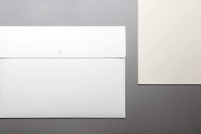 VANRA Poly File Folder Pockets File Jacket Plastic Envelope Flat Document Letter Organizer with Snap Button Closure A4 Letter Size (Pack of 5, White)