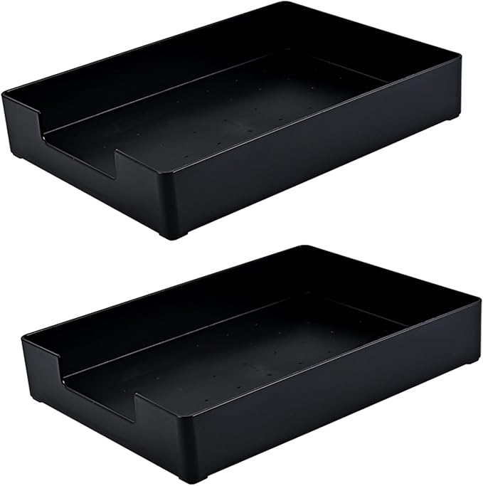 Paper Tray, 2pc Letter Tray, Paper Organizer for Desk, Stackable Front-Load A4 Paper File Folder Magazine Storage Holder, Drawer Organizer, Office Desktop Accessories Workspace Document Organizer