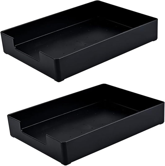 Paper Tray, 2pc Letter Tray, Paper Organizer for Desk, Stackable Front-Load A4 Paper File Folder Magazine Storage Holder, Drawer Organizer, Office Desktop Accessories Workspace Document Organizer
