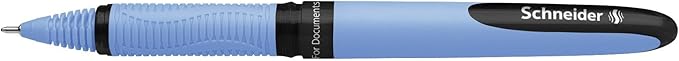Schneider One Hybrid N Rollerball Pen, 0.3 mm Hybrid Needle Tip, Light Blue Barrel, Black Ink, Box of 10 Pens (183401)