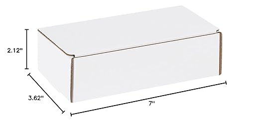 BOX USA BML732 Literature Mailers, 7" x 3 5/8" x 2 1/8", White (Pack of 50)