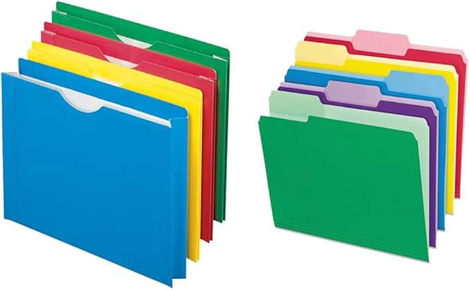 Pendaflex Letter Size Expanding File Jackets, 8 Pack and Erasable Tab File Folders, 30 Pack