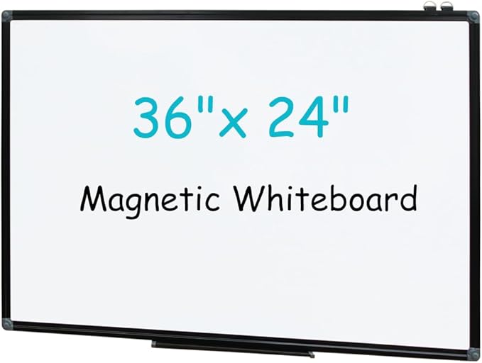 XIWODE Magnetic Dry Erase Board, Wall Mounted whiteboard, 24X36 inch, Black Aluminum Alloy Frame, Simple and Generous, Smooth Writing Surface, Easy to Wipe.