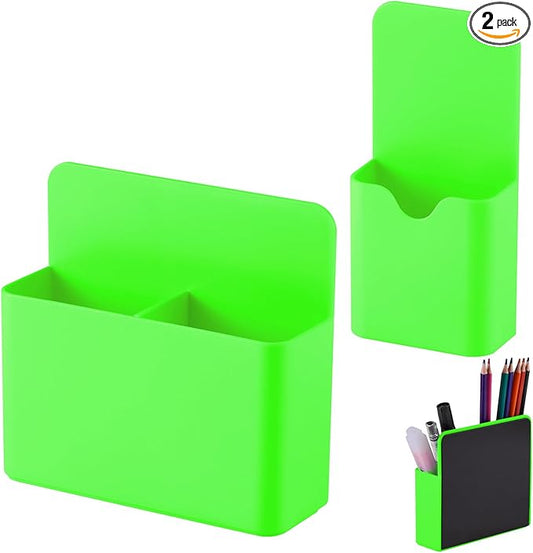 Magnetic Pen Holder,2 Pack Magnetic Dry Erase Marker Holder with Generous Compartments,Strong Magnet Storage Marker Pen Pencil Organizer for Refrigerator,Whiteboard,Locker Accessories