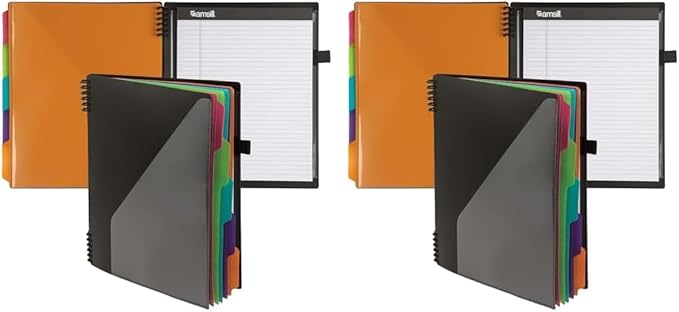 Samsill Left-Handed 10 Pocket Poly Project Organizer with 5 Dividers, File Folders Letter Size, Quick Access Front Pocket, Refillable Notepad, Erasable Write-On Tabs in Fashion Colors (Pack of 2)