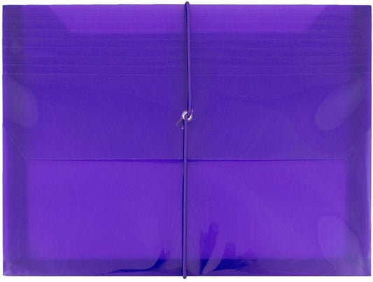 JAM PAPER Plastic Expansion Envelopes with Elastic Band Closure - Letter Booklet - 9 3/4 x 13 with 2.5 Inch Expansion - Purple - 3/Pack