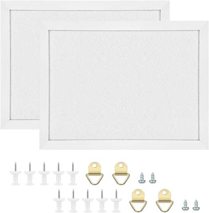 TORASO Cork Board Bulletin Board, Cork Boards for Walls with Pins, Eye Bolts, gaskets, Screws, Pin Board for Office, School and Home (White, 17“x23-2P)