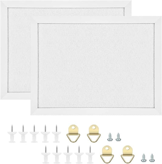 TORASO Cork Board Bulletin Board, Cork Boards for Walls with Pins, Eye Bolts, gaskets, Screws, Pin Board for Office, School and Home (White, 17“x23-2P)