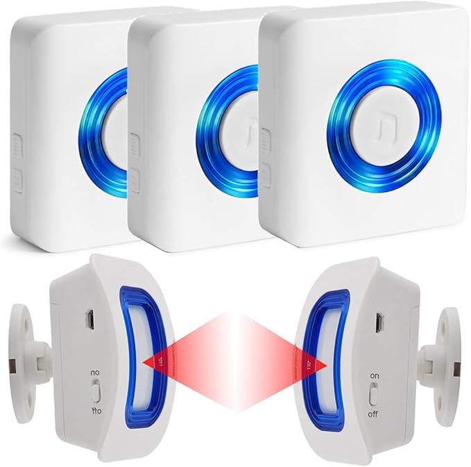 Caregiver Pager Wireless Motion Sensor Alert Room Bed Alarm and Fall Prevention for Elderly Dementia Patients (3 Receiver+2 Monitor Motion)